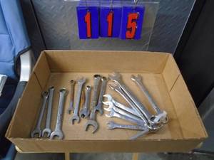Flat of misc combo wrenches. As shown.