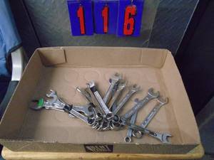 Flat of misc combo wrenches. As shown.