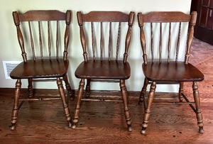 lot 31 image: Five Charming Vintage Wooden Dining Chairs