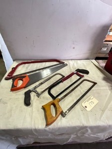 lot 173 image: Hacksaws, Meat Saw, Wood Saw, 5 count