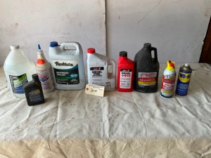 lot 307 image: Petroleum Products - antifreeze, diesel fuel supplement, oil stabilizer, bar chain oil, Wd40