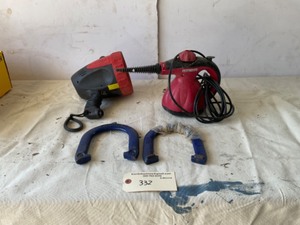 lot 332 image: Shop items, Husky light no charger, steamer, 2 horseshoes