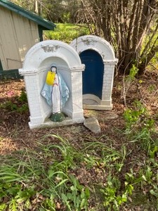 lot 372 image: 2 Cement Mother Mary Statue