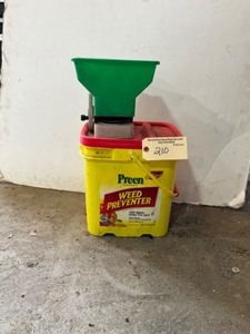 lot 210 image: 12 Full bag of Preen weed preventer and Hand seeder