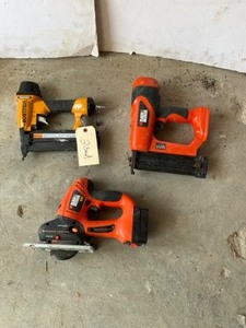 lot 264 image: Black & Deker Stapler, Bostitch Brad Nailer, 12 v Circular saw