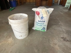 lot 379 image: Morton salt 40 lbs bag 5 gal bucket