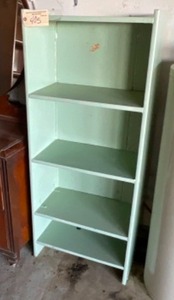 lot 405 image: Teal Wooden Book Shelf 23 W x 54 H
