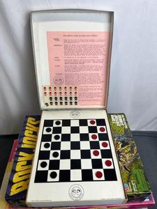 lot 71 image: Vintage Family Board Game Lot - Flying Checkers, Rock Jocks, Hydro Strike, and More
