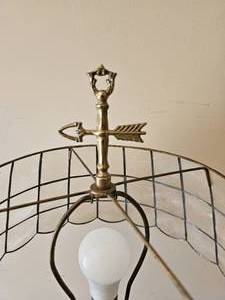 lot 22 image: Polished Brass Table Lamp with Capiz Shade
