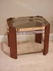 lot 30 image: Stylish Vintage MCM Glass Top Accent Side Table Pair