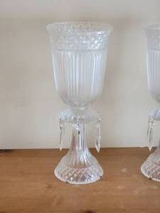 lot 49 image: Dazzling Crystal Candle Holder Pair