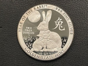 2 Ounce .999 Fine Silver Round Year of the Rabbit