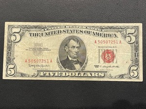 1963 Red Seal $5 Dollar Bill