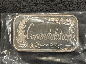 1 Ounce .999 Fine Silver Bar Congratulations