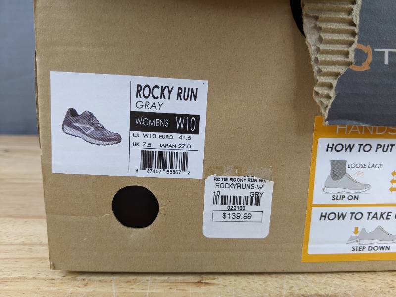 lot 56C image: Brand New ZEROTIE Shoes Gray Womens Size 10 Hands Free No Tie Rocky Run Z