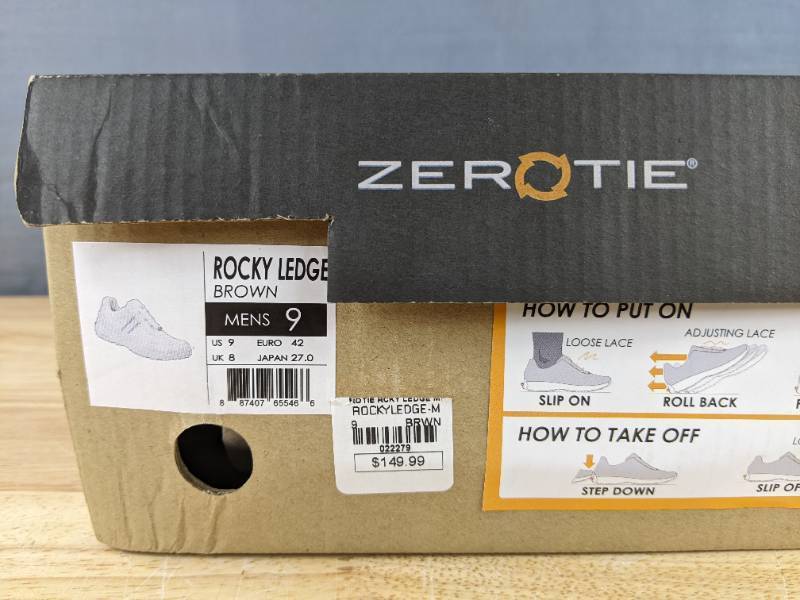 lot 41C image: Brand New ZEROTIE Shoes Brown Mens Size 9 Hands Free No Tie Rocky Ledge Z