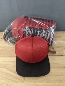 lot 106A image: 49 Brand New Yupoong Red and Black Hats OSFM  A