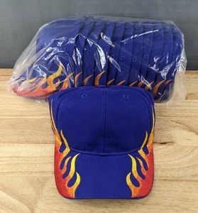 lot 6 image: 48 Brand New Advantage Series LTD OSFM Royal Blue with Flames Hats A