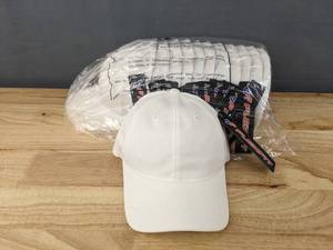 lot 132A image: 24 Brand New White Yupoong Youth Flexfit OSFM Hats A