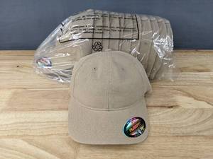 lot 134A image: 12 Brand New Yupoong Khaki Hats Flexfit SmallMedium A
