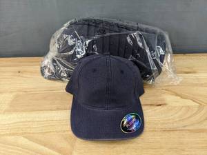 lot 174A image: 27 Brand New Yupoong Navy Blue Hats Flexfit SmallMedium A