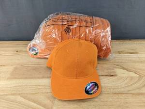 lot 102A image: 27 Brand New Hat Yupoong Flexfit LargeXL Orange Hats A