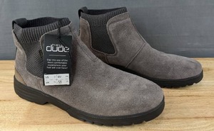 lot 49 image: Brand New Hey Dude Scott Suede Grey Shoes Mens Size 11 Boots N
