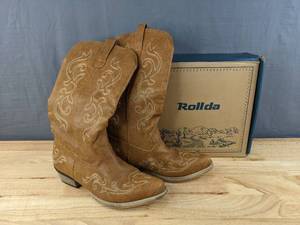 lot 22A image: Brand New Hisea Rollda Western Cowgirl Cowboy Boots Womens Size 11 - Brown L