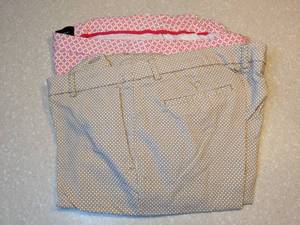 lot 402 image: Cynthia Rowley Two Pair of Womens Straight leg Pants Tan White Pink Size 12 P