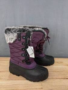 lot 180 image: Brand New Purple Mysoft Mid-Calf Snow Boots with Faux Fur Lining, Womens Size 7 L