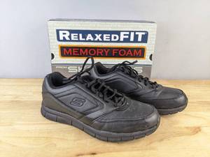 lot 156H image: Skechers Black Nampa Slip Resistant Work Shoes, Mens Size 12 L