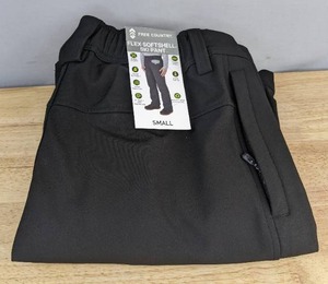 lot 157J image: Brand New Free Country Mens Wind & Water Resistant Flex Softshell Ski Pant Jet Black Mens Size Small L