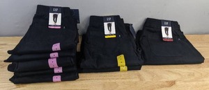 lot 152J image: Brand New Resellers Dream 8 Pairs of GAP Womens Relaxed Fit Classic Cuffed Twill Pants True Black (Sizes 6, 8 & 14) L
