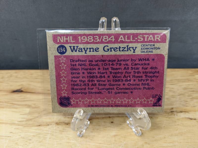 lot 40B image: Wayne Gretzky 1984 Topps NHL All Star Hockey Card Edmonton Oilers V