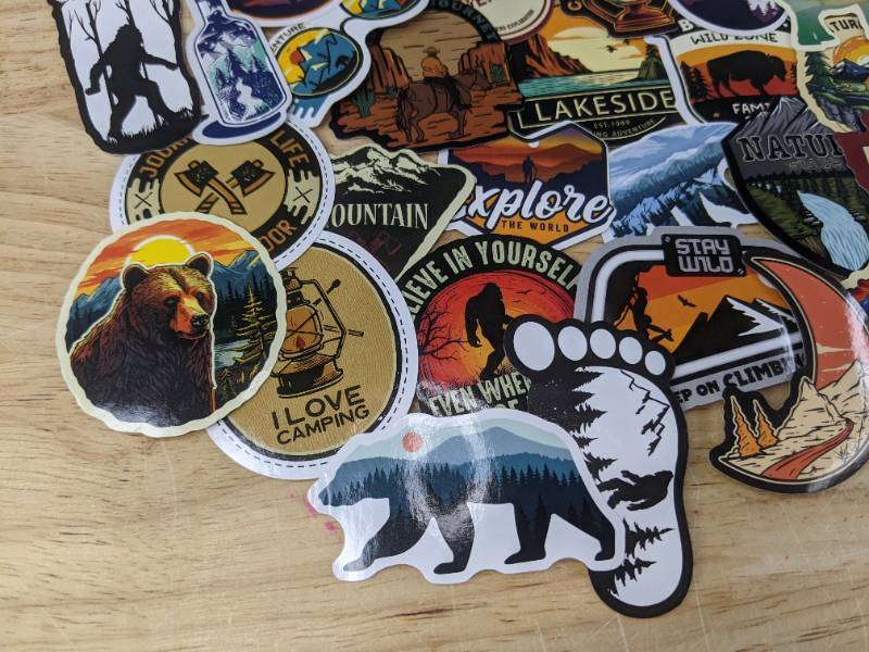 lot 78D image: 50 Brand New Wildlife Camping Stickers Deer Bear Big Foot Outdoors Tent N