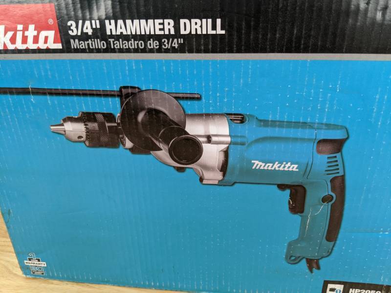 lot 14A image: Brand New Makita 6.6 Amp 34 in. Corded Variable Speed Hammer Drill with Torque Limiter Side Handle Depth Gauge Chuck Key and Hard Case $179 Retail O