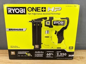 lot 17B image: Brand New RYOBI ONE HP 18V 18-Gauge Brushless Cordless AirStrike Brad Nailer $189 Retail O
