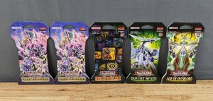 lot 75 image: (5) Brand New Yu Gi-Oh Trading Card Game Sleeve Boosters Valiant Smashers, Maze of Millennia, Duelist Nexus, and Age of Overlord I