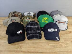 lot 108 image: Assortment of TruckerBaseball Hats Juan Deere, Cabelas, Yamaha, Hurley and More E