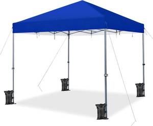 lot 6 image: New 12x12 Pop Up Canopy Easy Set-up Tent, Portable Outdoor Blue Canopy Instant Tent with Wheeled Carry Bag & 4 Sandbags T