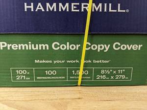 lot 39B image: New Case of 1500 Sheets of Hammermill Premium Color Copy Cover Paper 8.5 x 11 N