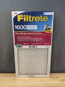 lot 40 image: Brand New 4-Pack Filtrete 1600 Ultra, Allergen, Bacteria and Virus Air Filters (14 x 25 x 1) L