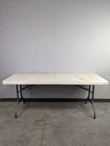 lot 122 image: White Table with Collapsable Legs N