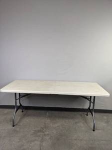 lot 110 image: White Table with Collapsable Legs N