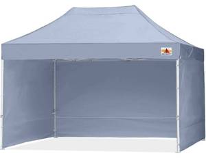 lot 1B image: New ABCCANOPY Easy Pop Up Canopy Tent with Sidewalls 10x15 Commercial Series, Gray $419.95 Retail T
