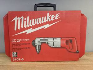 lot 3B image: Brand New Milwaukee 7 Amp Corded 12 in. Corded Right-Angle Drill Kit with Hard Case $349 Retail O