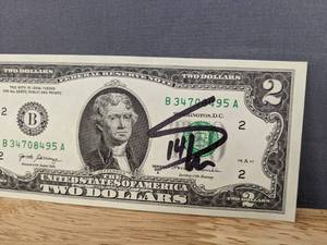 lot 26A image: Stefon Diggs Autographed $2 Bill Real Money Currency NFL Football Minnesota Vikings Bills Texans I