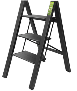 lot 143 image: 3 Step Ladder, RIKADE Folding Step Stool with Wide Anti-Slip Pedal