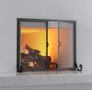 lot 145 image: Fire Beauty Fireplace Screen with Hinged Doors, Powder Coated Steel Frame