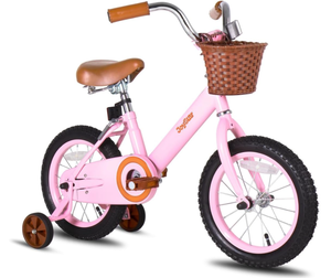 lot 180 image: JOYSTAR Vintage Kids Bike with Training Wheels & Basket